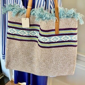 Woven Tote Bag Vacation Resort Cruise Travel Bag New With Tags Shoulder Straps